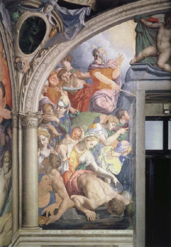 Agnolo Bronzino Mose strikes water out of the rock fresco in the chapel of the Eleonora of Toledo